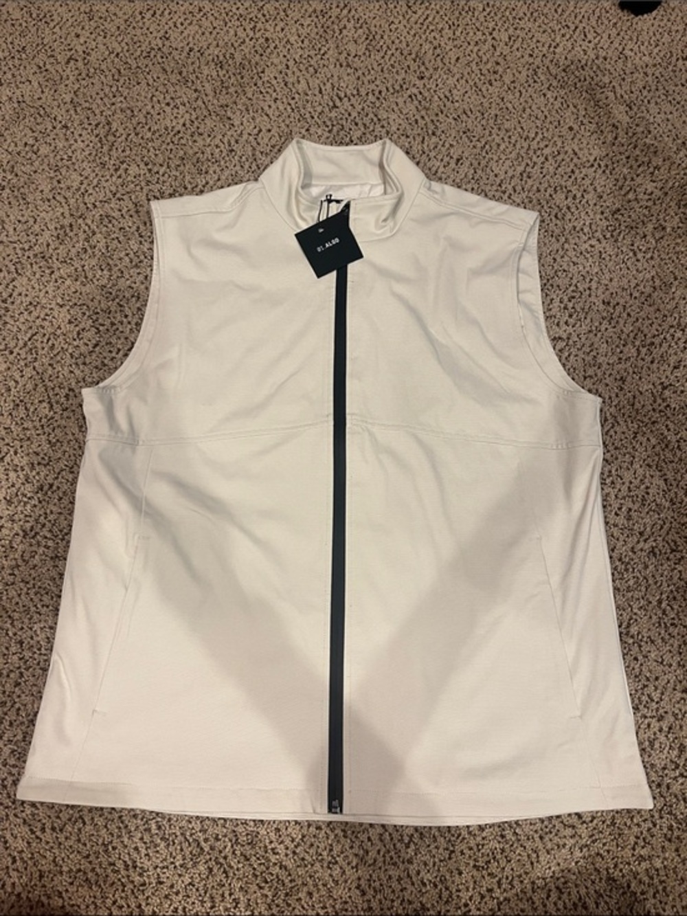 0.1 ALGO Men's Cream Zip-Front Performance Vest